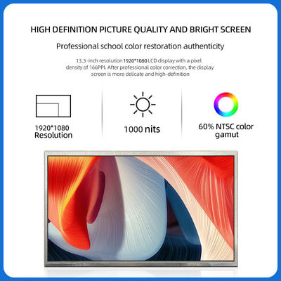 13.3 ίντσες EDP TFT LCD οθόνη 1920*1080 Pixels 30 Pin Εξωτερική οθόνη υψηλής φωτεινότητας1000cd/M2